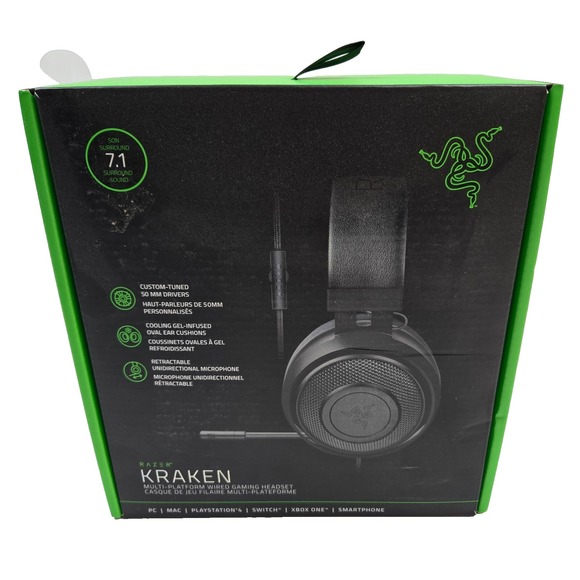 Razer Kraken Wired 7.1 Surround Sound Gaming Headset - Retractable Microphone - Picture 1 of 7